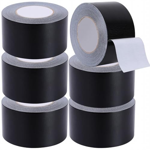 6 Rollen Professionelles Klebeband, 75 mm x 50m, Panzertape Schwarz Stark, flexibel, kein Rückstand, Allwetter und Riss von Hand mit Bulk-Wert für Do-It-Yourself Reparaturen professionellen Gebrauch von Boboeitody