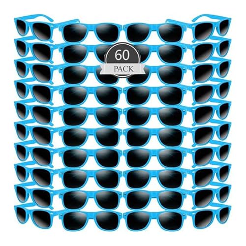60 Stück Sonnenbrille Party Bevorzugungen Bulk für Geburtstag Sommer Strand Hochzeit Party Goody Bag Füller Supplies Kinder Erwachsene,Sonnenbrillen Set Retro Lustige Party (Blauer Stil) von Boboeitody