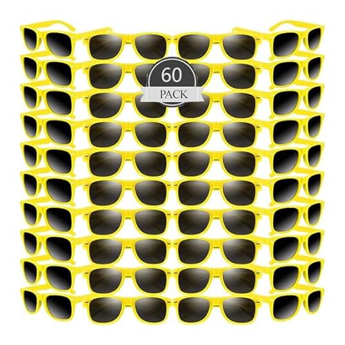 60 Stück Sonnenbrille Party Bevorzugungen Bulk für Geburtstag Sommer Strand Hochzeit Party Goody Bag Füller Supplies Kinder Erwachsene,Sonnenbrillen Set Retro Lustige Party (Gelber Stil) von Boboeitody
