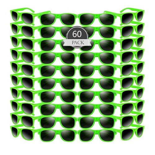 60 Stück Sonnenbrille Party Bevorzugungen Bulk für Geburtstag Sommer Strand Hochzeit Party Goody Bag Füller Supplies Kinder Erwachsene,Sonnenbrillen Set Retro Lustige Party (Grüner Stil) von Boboeitody