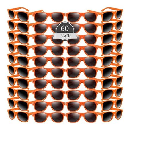 60 Stück Sonnenbrille Party Bevorzugungen Bulk für Geburtstag Sommer Strand Hochzeit Party Goody Bag Füller Supplies Kinder Erwachsene,Sonnenbrillen Set Retro Lustige Party (Orange Style) von Boboeitody