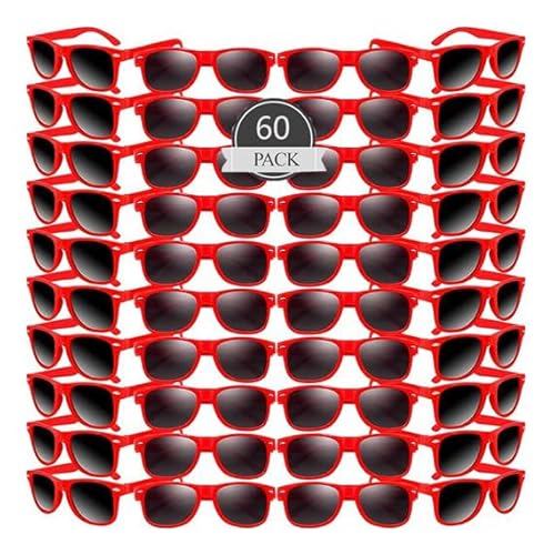 60 Stück Sonnenbrille Party Bevorzugungen Bulk für Geburtstag Sommer Strand Hochzeit Party Goody Bag Füller Supplies Kinder Erwachsene,Sonnenbrillen Set Retro Lustige Party (Roter Stil) von Boboeitody