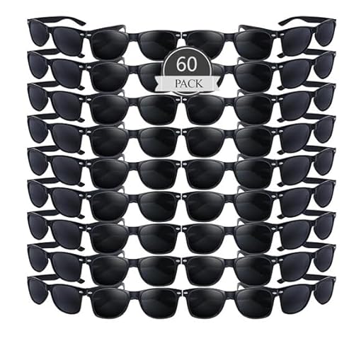 60 Stück Sonnenbrille Party Bevorzugungen Bulk für Geburtstag Sommer Strand Hochzeit Party Goody Bag Füller Supplies Kinder Erwachsene,Sonnenbrillen Set Retro Lustige Party (Schwarzer Stil) von Boboeitody