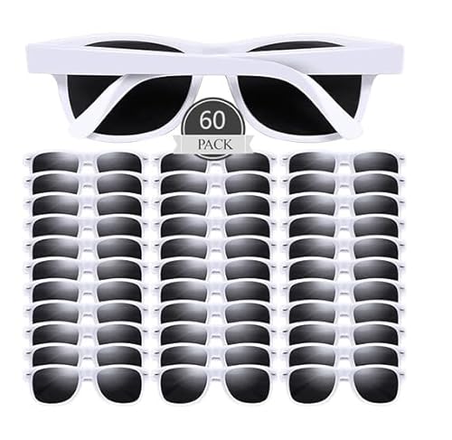 60 Stück Sonnenbrille Party Bevorzugungen Bulk für Geburtstag Sommer Strand Hochzeit Party Goody Bag Füller Supplies Kinder Erwachsene,Sonnenbrillen Set Retro Lustige Party (Weißer Stil) von Boboeitody