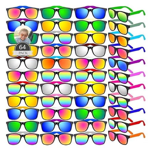 64 Pack Erwachsene Kinder Sonnenbrille Bulk mit UV Schutz, Neon 80er Jahre Retro Kunststoff Sonnenbrille, Sommer Pool Party Bevorzugungen, Strand Party Zubehör (64 Pcs Erwachsene Kinder Sonnenbrille) 64 Pack Erwachsene Kinder Sonnenbrille Bulk mit UV Schutz, Neon 80er Jahre Retro Kunststoff Sonnenbrille, Sommer Pool Party Bevorzugungen, Strand Party Zubehör (64 Pcs Erwachsene Kinder Sonnenbrille) von Boboeitody