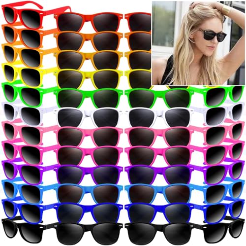 72 Stück 12 Farbe Neon Sonnenbrille, 80's Retro Stil Perfekte bunte Neuheit Sonnenbrille Set für Geburtstag Party Zubehör, Strand, Goody Bag Bevorzugungen für Kinder Erwachs (10-Farben-Stil, 72) von Boboeitody