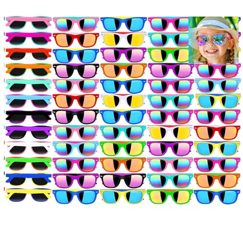 48 Pack KinderSonnenbrille,12 Farben Partybrillen,Kindersonnenbrille,Sonnenbrille Kinder, Party Sonnenbrille,Sonnenbrille Party,Party Gadgets,Sonnenbrille Kinder 3 4 5 6 7 8 9 10 11 12+ Jahre von Boboeitody