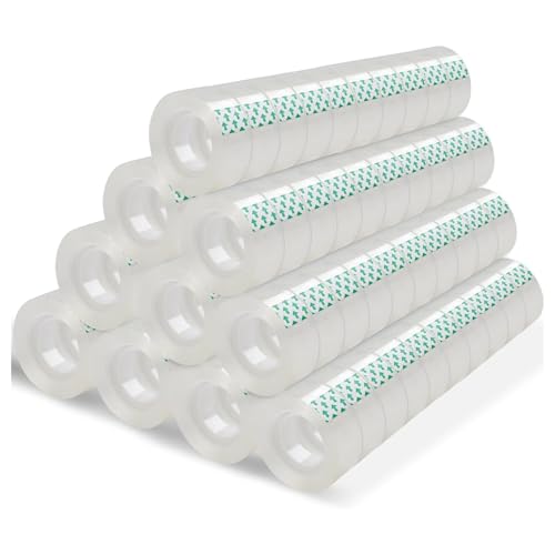 Boboeitody 100 Rollen film transparent- Transparentes Klebeband mit starker Haftung - alterungsbeständig und reißfest für Büro Zuhause, Schule und Geschenkpapier - 25 m x 19mm (100) von Boboeitody