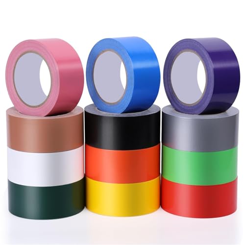 Boboeitody 12 Rollen Kreppband Bunt, 50mm x 27.5m Klebeband Bunt Malerkrepp Abklebeband Maler Masking Tape Regenbogen Bastelband für DIY Scrapbooking Klassenzimmerdekorationen Kunstlaborbeschriftung von Boboeitody