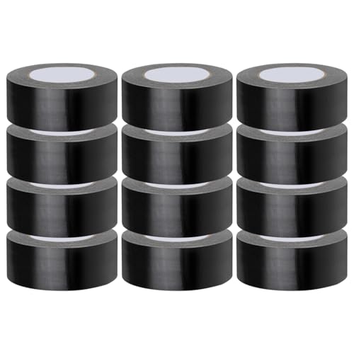 Boboeitody 12 Rollen Professionelles Klebeband, 50mm x 50m panzertape Schwarz, 60 Yards Jeder, Starke Keine Rückstände Schwer Zoll Kanal Band,Allwetter,Reißen von Hand für Mehrzweck Home Reparatur von Boboeitody