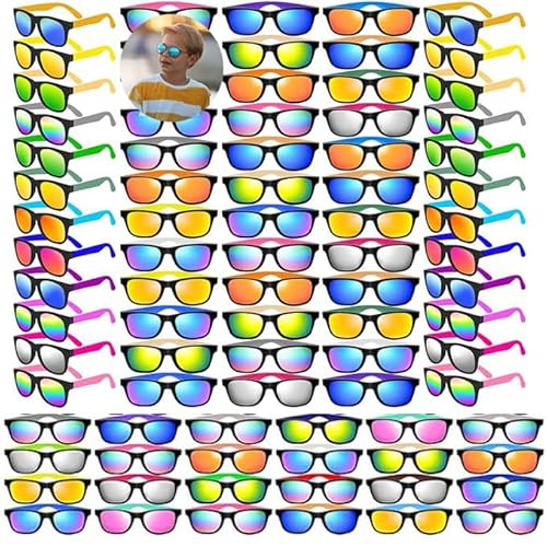 Boboeitody 12 Stück Neon Party Sonnenbrille, Unisex, Retro-Stil, Partyzubehör, Geburtstag, Strand, Pool, Partyzubehör,12 helle Farben Neon-Sonnenbrille (12-Farben-Stil, 12) von Boboeitody