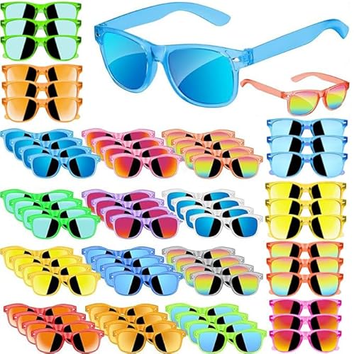 Boboeitody 120 Pack Kinder Sonnenbrillen Set, Neon Sonnenbrillen，Bunte Party Sonnenbrille Kinder, Lustig Party Brille für Sommerstrand Pool Party Geburtstagspartys Party Zubehör,12 Farben (120) von Boboeitody