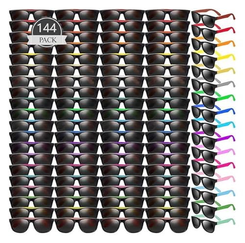 Boboeitody 144 Stück Neon Sonnenbrille Party 24-Farben Neon Party Sonnenbrille 80'er Stil bunte Neuheit Sonnenbrille,Partygeschenke, Geschenktütenfüller,Kid Teen Erwachsener (24-Farben-Stil, 144) von Boboeitody