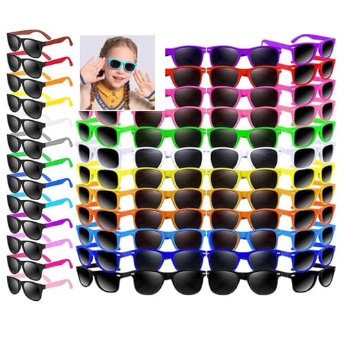 Boboeitody 48/60/120/144 Stück Sonnenbrillen Neonfarben, Partygeschenke, Geschenktütenfüller, lustiges Geschenk für Strand, Pool, Party, Geburtstagsparty (10 Farben, 48) von Boboeitody