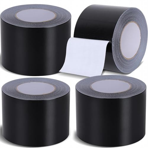 Boboeitody 6 Rollen Professionelles Klebeband,75 mm x 50m, Panzertape Schwarz Stark, flexibel, kein Rückstand, Allwetter und Riss von Hand mit Bulk-Wert (schwarz, 100mm x 50m x 4 Rollen) von Boboeitody