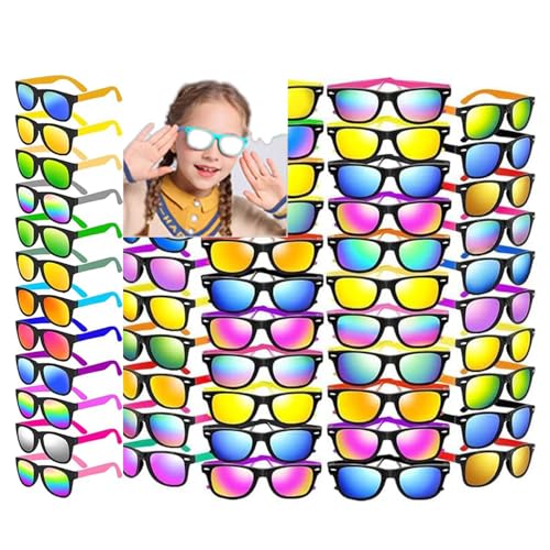 Boboeitody 64 Stk KinderSonnenbrille Party Gefälligkeiten, Neon Sonnenbrille Bulk, Jungen Mädchen Sonnenbrille Pack für Sommer Strand Supplies,Pool, Party (8-Farben-Stil, 64) von Boboeitody