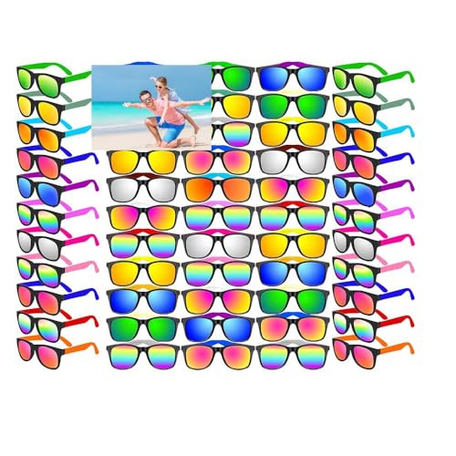 Boboeitody 7-96 Pack Sonnenbrillen Party Favors Neonfarben Sonnenbrillen Bulk Goody Bag Fillers für Beach Birthday Party Pool Party Supplies,16 Farben-Partyzubehör (Neon Sonnenbrille, 16) von Boboeitody