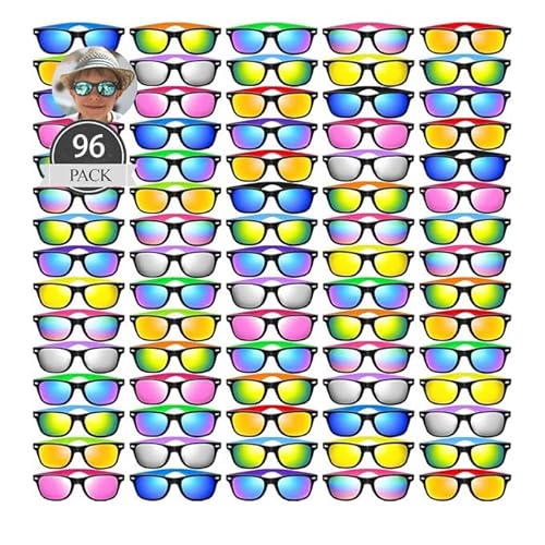 Boboeitody 96 Stück Kinder Sonnenbrille Party Gefälligkeiten,Neon Sonnenbrille, Sonnenbrille Jungen Mädchen Pack für Goody Bag Füller Sommer Strand Pool Geburtstagsparty Zubehör(Regenbogenlinsenstil) Boboeitody 96 Stück Kinder Sonnenbrille Party Gefälligkeiten,Neon Sonnenbrille, Sonnenbrille Jungen Mädchen Pack für Goody Bag Füller Sommer Strand Pool Geburtstagsparty Zubehör(Regenbogenlinsenstil) von Boboeitody