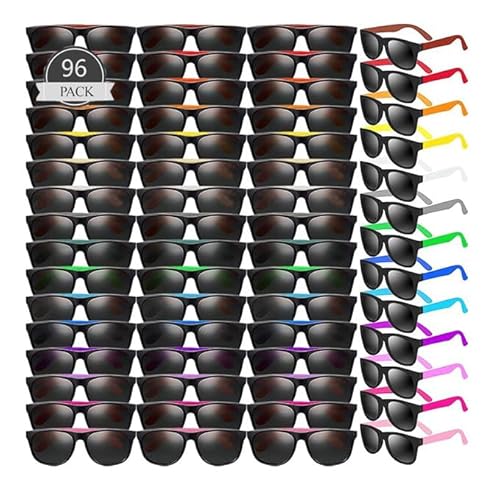 Boboeitody 96 Stück Neon Sonnenbrille Party Bevorzugungen Bulk, 16 Farben Neon 80'er Stil bunte Neuheit Sonnenbrille Partygeschenke, Geschenktütenfüller (96 Stück Neon Sonnenbrille-16-Farben) von Boboeitody