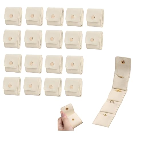 Boboeitody Reise-Schmuckkästchen, Organizer, kleine Schmuckschatulle für Damen, Samt-Innenfutter mit 4 Mini-Schmuckbeuteln, tragbare Reise-Schmucktasche für Ohrringe, Halsketten, Armbänder (1, white) von Boboeitody