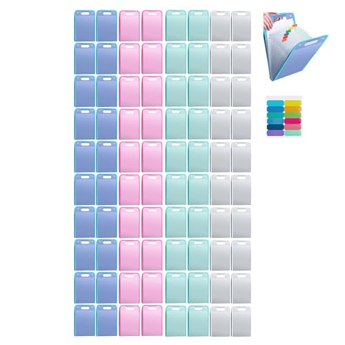 Fächermappe,Gsrhzd Sammelmappe A4, Ordner Organizer, 36 * 24CM Wasserdicht Staubdicht Dokumentenmappe A4 mit 13 Fächern, Rot, Blau, Weiß, Lila, 4 Packungen (40, multicolour) von Boboeitody