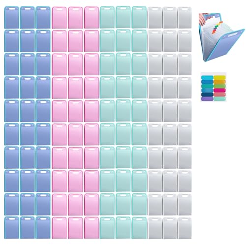 Fächermappe,Gsrhzd Sammelmappe A4, Ordner Organizer, 36 * 24CM Wasserdicht Staubdicht Dokumentenmappe A4 mit 13 Fächern, Rot, Blau, Weiß, Lila, 4 Packungen (80, multicolour) von Boboeitody