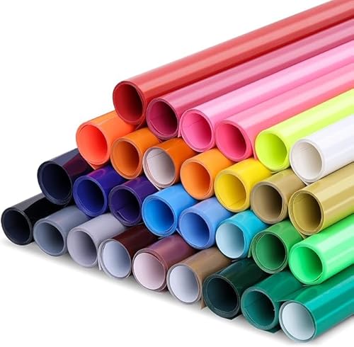 Plotterfolie Textil, 30 Stück Heat Transfer Vinyl,31cm x 92cm Flexfolie Plotter Textil,Textilien Transferfolie zum Aufbügeln für T-Shirt,Hüte oder andere Stoffe Einfach zu schneiden 30 Farben Plotterfolie Textil, 30 Stück Heat Transfer Vinyl,31cm x 92cm Flexfolie Plotter Textil,Textilien Transferfolie zum Aufbügeln für T-Shirt,Hüte oder andere Stoffe Einfach zu schneiden 30 Farben von Boboeitody