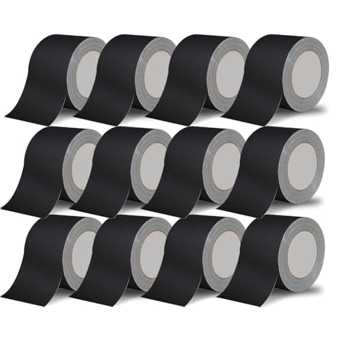 Schwarzes Gaffer-Klebeband 75mm x30m, 12 Rollen, 30-Yards pro Rolle, Schwer Zoll Gaffer Band Leicht Tränen,Non Residue Gaff Tape, Wasserdichtes Matte Tuch Gaffing Tape (Schwarz, 75mm x30m x 12 Rollen) von Boboeitody