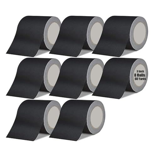 Schwarzes Gaffer-Klebeband 75mm x55m, 8Rollen, 60-Yards pro Rolle, Schwer Zoll Gaffer Band Leicht Tränen,Non Residue Gaff Tape, Wasserdichtes Matte Tuch Gaffing Tape für Fotografie, Filmen, Bühne von Boboeitody
