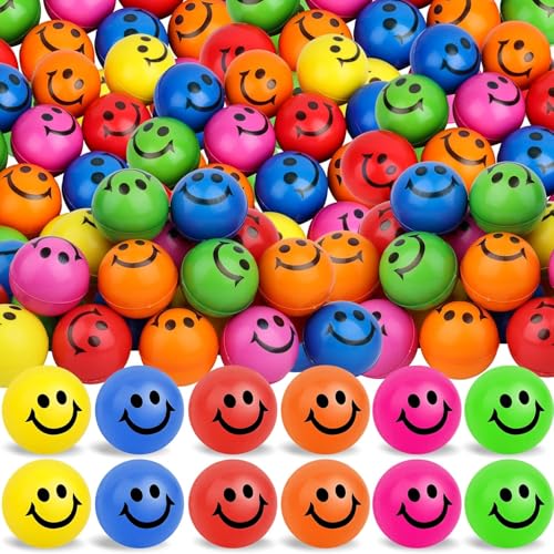 Stress Bälle, 24 Stück Stressball, Antistressball für Kinder, Erwachsene, Lächeln Gesicht Bälle,5CM Schaum Stressabbau Bälle Stressabbau Spielzeug für Kindergeburtstag Mitgebsel (Colorful 5cm, 18) von Boboeitody