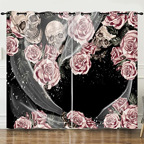 Boceoey Rosa Totenkopf Verdunkelungsvorhang Blickdicht Vorhang mit Ösen, Thermovorhänge Gegen Kälte Ösenvorhang Schallschutz Vorhang für Kinderzimmer Schlafzimmer Wohnzimmer, H160 x B140 cm Boceoey Rosa Totenkopf Verdunkelungsvorhang Blickdicht Vorhang mit Ösen, Thermovorhänge Gegen Kälte Ösenvorhang Schallschutz Vorhang für Kinderzimmer Schlafzimmer Wohnzimmer, H160 x B140 cm von Boceoey