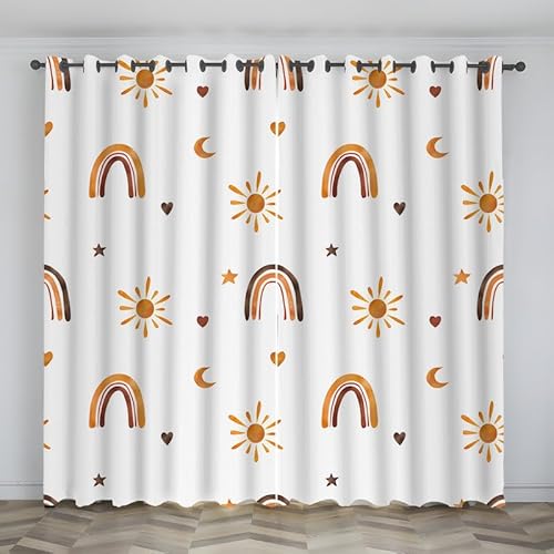 Verdunklungsvorhänge Regenbogen, Vorhang Blickdicht Boho Sonne, Gardinen mit ösen, Mond Vorhänge Thermovorhang für Wohnzimmer Schlafzimmer Kinderzimmer 2er Set H160 x B100 cm T-238 Verdunklungsvorhänge Regenbogen, Vorhang Blickdicht Boho Sonne, Gardinen mit ösen, Mond Vorhänge Thermovorhang für Wohnzimmer Schlafzimmer Kinderzimmer 2er Set H160 x B100 cm T-238 von Boceoey
