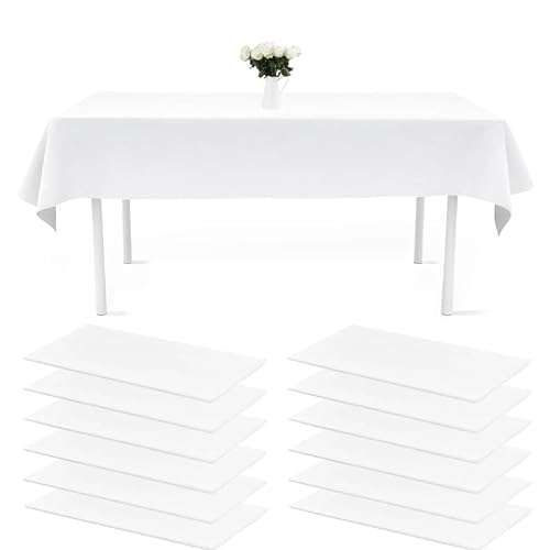 12pcs 137 * 274CM Tischdecke Weiß, hochwertige Kunststoff Einweg-Tischdecken für Geburtstagsfeier, Hochzeit, Empfang, Brautduschen, Babypartys von Bocguy