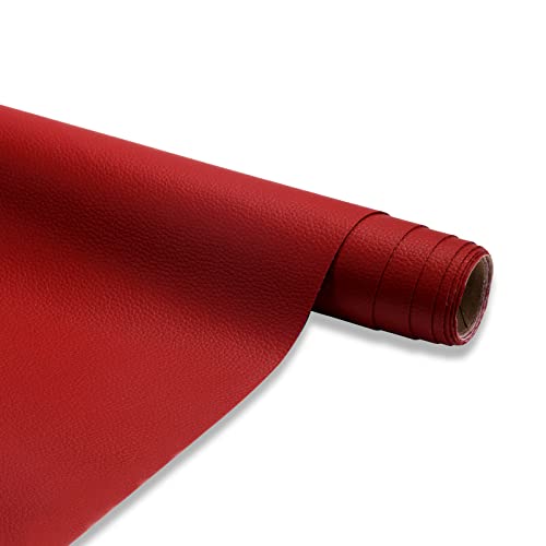 Bocguy Kunstleder Selbstklebend 60 X 300 cm, Leder Patch Selbstklebend, Leder Reparatur Patch PU Lederreparaturband für Sofas, Handtaschen, Jacken, Autositze, Möbel Leder, Rot von Bocguy