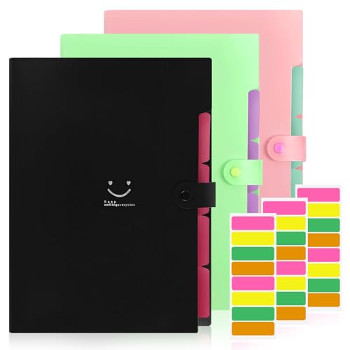 Fächermappe A4 3 Stück, 5 Fächer Mappen Ordnersystem A4 mit Etiketten, mit Ordner-Etiketten, Erweiterbar Tragbar Mappen Ordnersystem, Mappe A4 für Schule und Büro Fächermappe A4 3 Stück, 5 Fächer Mappen Ordnersystem A4 mit Etiketten, mit Ordner-Etiketten, Erweiterbar Tragbar Mappen Ordnersystem, Mappe A4 für Schule und Büro von Bocguy