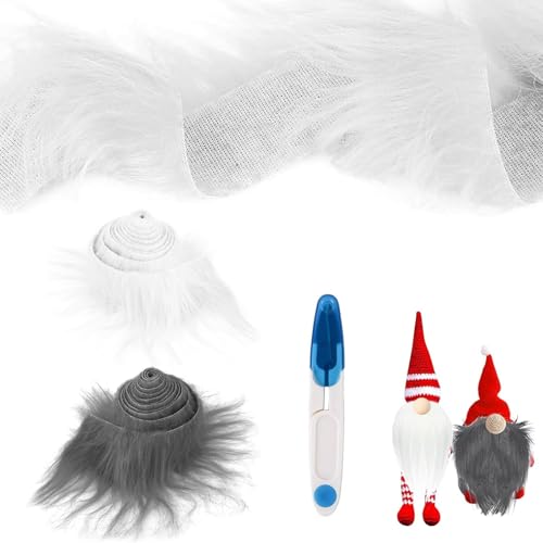 Kunstfell Band Kunstpelz Fellstoff, 2 Stück Kunstfell Zum-Basteln, 5x150cm Fell Zum-Basteln, fur Nähen, Dekorieren, Kostüm, DIY Craft Party (Dunkelgrau + Weiß) von Bocguy