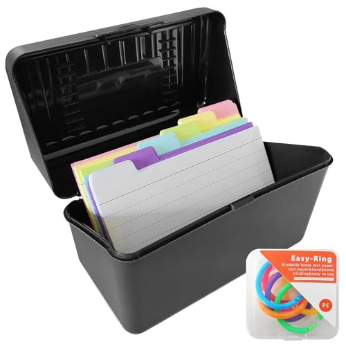 Lernkarteibox, Karteikarten Box Enthält 150 6-farbige Indizierte Haftnotizen, Loseblattkreise mit Box, für Schulsachen Büro Zuhause Lernen Notizen (Schwarz) von Bocguy