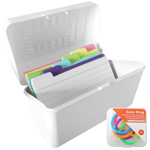 Lernkarteibox, Karteikarten Box Enthält 150 6-farbige Indizierte Haftnotizen, Loseblattkreise mit Box, für Schulsachen Büro Zuhause Lernen Notizen (Weiß) von Bocguy