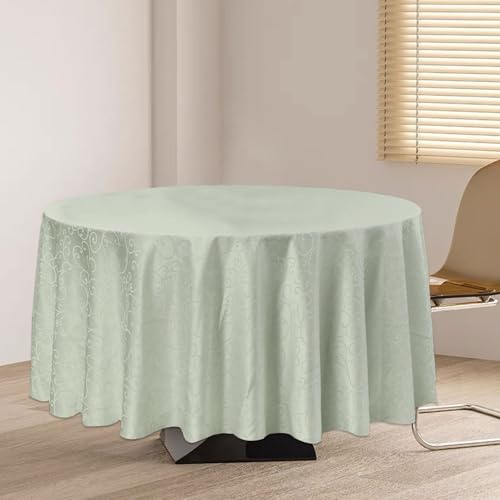 Rund Tischdecke Abwaschbar 140cm Polyester Tischtuch Tafeldecke Jacquard Tischwäsche Ornamente Schmutzabweisend Pflegeleicht (Rund Cyan) von Bocguy