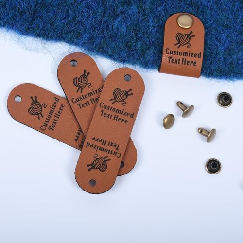 Personalisierte Häkeletiketten für handgefertigte Artikel, individuelle Anhänger für handgefertigte Artikel für Kleidung, Stricken, Hüte, Mützen, Schals (B, 6,3 x 2 cm) von Bocheng