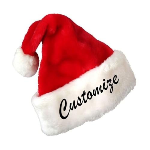 Personalisierte Schwarze Weihnachtsmütze - Bestickte Weihnachtsmannmütze für Erwachsene (Rot, 32 x 45 cm) von Bocheng