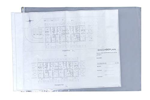 Original Böck Planschutzhüllen (900 x 1280 mm) Din A0 – 5 Stück | Transparente Schutzhüllen mit Reißverschluss | Wasserfest, reißfest, beschreibbar | Schutzfolie für Baupläne & Dokumente von Böck Staubschutzsysteme KG