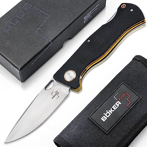 Böker Plus® Epicenter Backlock Pocket Knife - EDC Backlock Taschen-Messer mit extra scharfer Klinge aus D2 - hochwertiges G10 Klappmesser mit Droppoint Klinge & Clip in Etui von Böker Plus