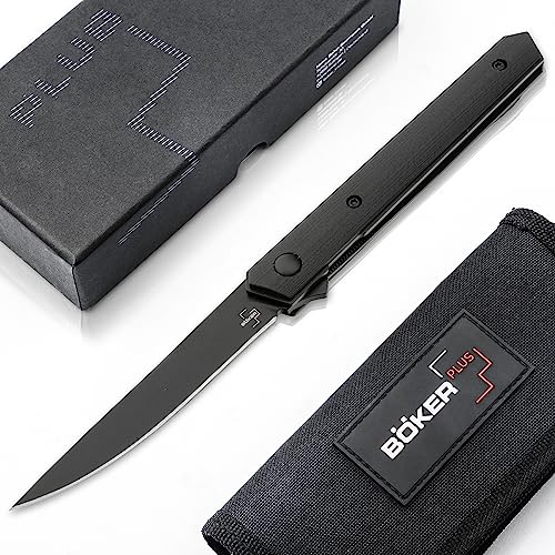 Böker Plus® Kwaiken Air Mini G10 All Black - Gentleman Folder mit Clip - EDC Einhand-Messer mit schwarzer Klinge - Flipper Messer in Geschenkbox von Böker Plus