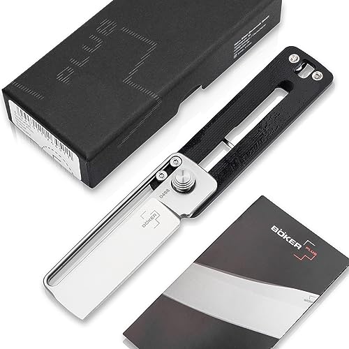 Böker Plus® S-RAIL Mini EDC Messer - kleines Schlüsselbund-Messer ohne Spitze - hochwertiges D2 Paketmesser - Dog Tag Messer mit Cleaver Klinge - 1 Hand Slider Knife mit Clip - G10 Karton-Messer von Böker Plus