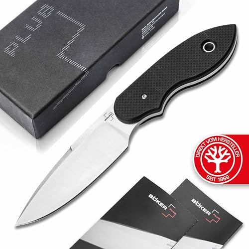 Böker Plus® Trailmate - feststehendes Full Tang Messer mit Leder-Scheide - Messer mit feststehender Klinge in Vollerl Bauweise - großes Full Tang Knife mit feststehender Nitro-V Klinge & Leder Scheide von Böker Plus