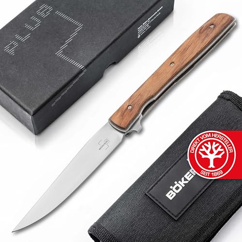 Böker Plus® Urban Trapper Flipjoint Taschenmesser - 42a konformes EDC Einhandmesser mit Holzgriff klappbar - 1 Hand Flipper Klappmesser mit Kugellager - Flipper EDC Gentleman-Messer mit Clip & Etui von Böker Plus