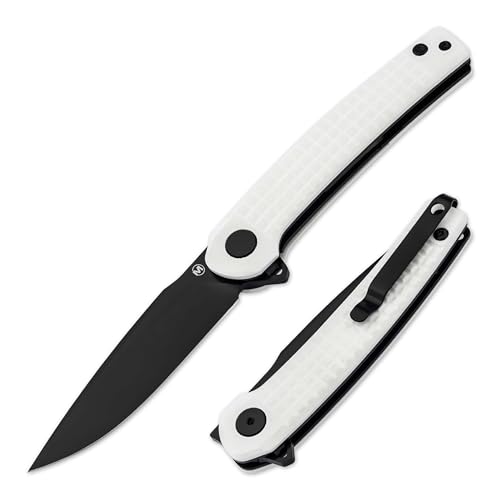 Böker MAGNUM® Empery Klappmesser – 1 Hand Flipper Messer mit Clip – Linerlock Taschenmesser mit schwarzer 8,1 cm Droppoint Klinge – Gentleman Folder Knife mit G10 Griff weiß von Böker