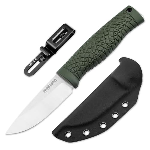 Böker SOLINGEN® Bronco Green - Outdoor Bushcraft-Messer feststehend mit Kydex-Scheide - Batoning Messer mit CPM-V3 Droppoint Klinge 8,9 cm - Survival Pfadfinder Fahrtenmesser in Geschenk-Box von Böker