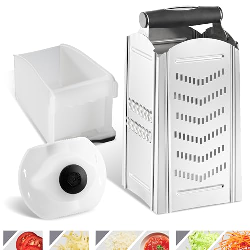 Börner Combi Chef Vierkantreibe • Edelstahl Reibe mit Auffangbehälter • Ideal als Parmesan Reibe, Gemüse Hobel, Zester Reibe & mehr • 4 verschiedene Schnittarten • Küchenreibe mit Schale Börner Combi Chef Vierkantreibe • Edelstahl Reibe mit Auffangbehälter • Ideal als Parmesan Reibe, Gemüse Hobel, Zester Reibe & mehr • 4 verschiedene Schnittarten • Küchenreibe mit Schale von Börner